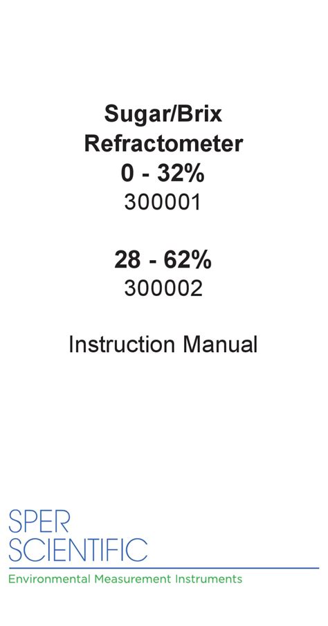 SPER SCIENTIFIC 300001 INSTRUCTION MANUAL 